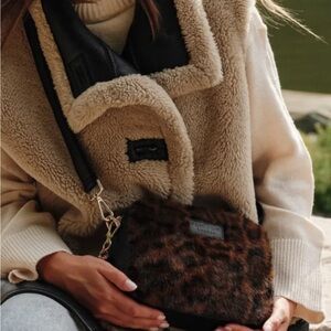 Pom Pom London City Bag Leopard Print Faux Fur Black Bundle Limited Edition New